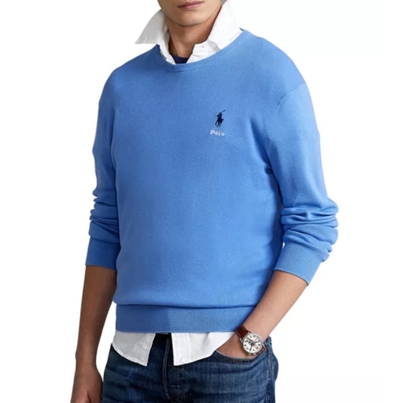 Polo Ralph Lauren Other - NWT Polo Ralph Lauren Cotton Embroidered Logo Crewneck Sweater Blue Mens XL
